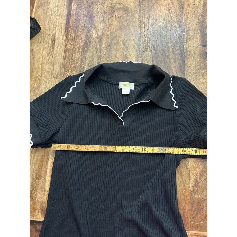 Maeve by Anthropologie Women's Black Scalloped Polo Shirt Size Small - Picture 14 of 14